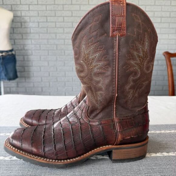 Double H Croc Print Square Toe Cowboy Boots Size 10 DH3611 main image 8
